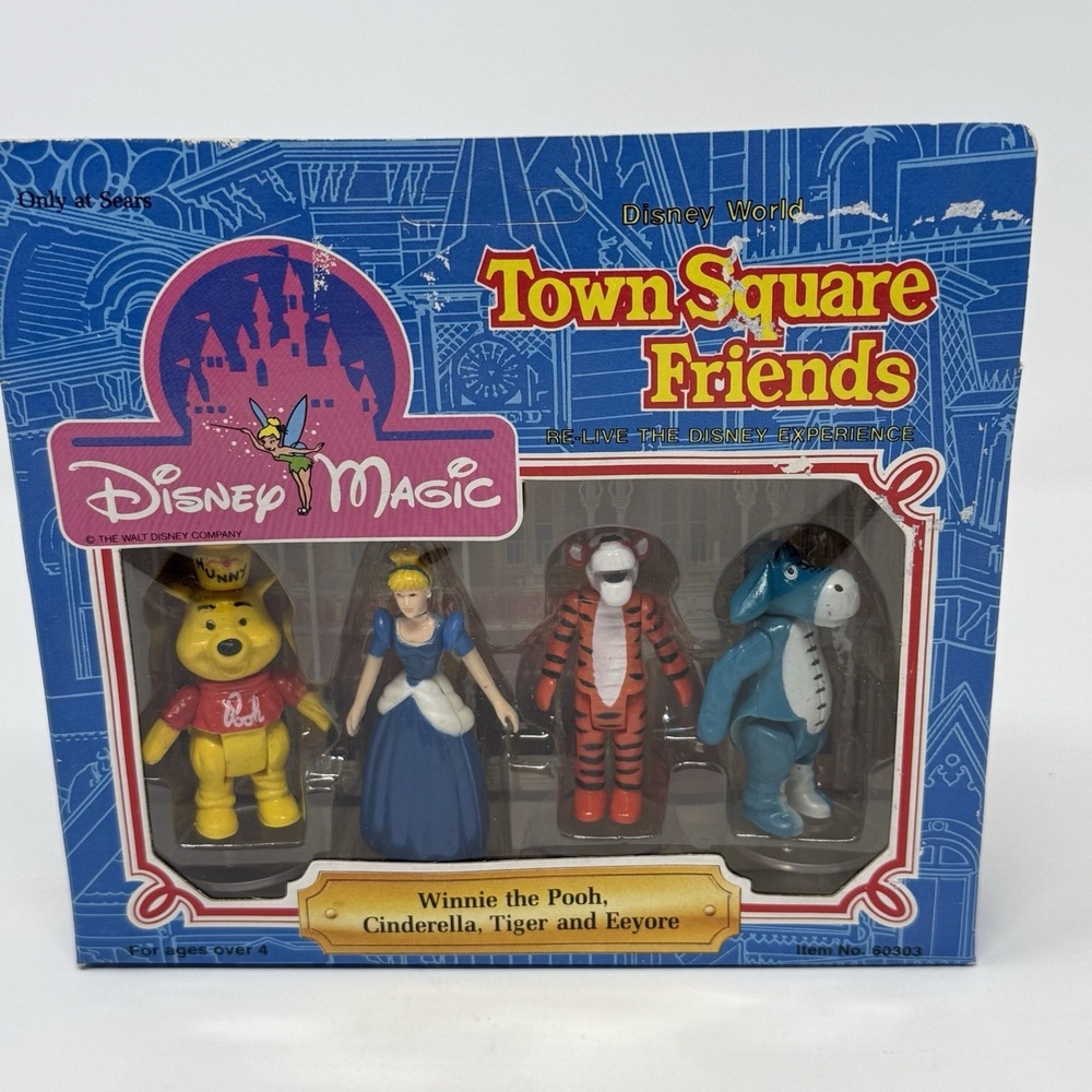 1988 Disney Magic Town Square Friends Pooh Cinderella Tigger Eeyore Figures 2"